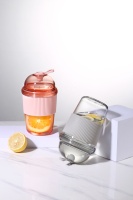 Gobelet à café en plastique réutilisable, sans BPA, sûr pour les aliments, anti-fuite, écologique, personnalisé, 430 ml/520 ml/630 ml, avec paille plus large de 14 mm