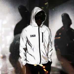 Chaqueta Bomber Reflectante de Talla Grande, 100% Poliéster, con Revestimiento Otoñal, Cierre Completo, Venta al por Mayor, Estilo Urbano 3M, Logotipo Personalizado OEM, para Hombre - Product Image 3