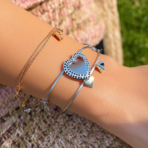 Stainless Steel Heart Charm <b>Bracelet</b> PVD Gold Plated Fashion Jewelry for Women - Product Image 3