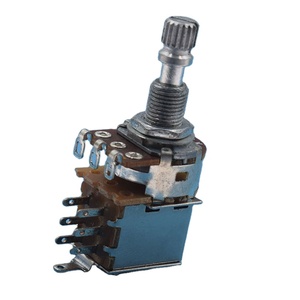 Potentiomètre rotatif de 16 mm avec <span class=keywords><strong>bouton</strong></span> poussoir, résistance de 100-2M, 125V, rotation à 360°, matériau en carbone - Product Image 1