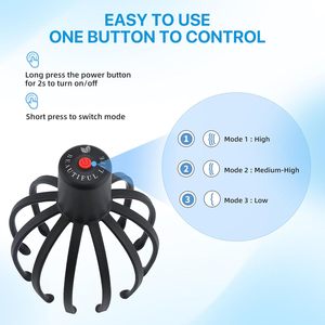 Masseur électrique du cuir chevelu avec 3 modes, masseur de tête à 360 degrés, gratte-tête portable sans fil pour <span class=keywords><strong>la</strong></span> relaxation et <span class=keywords><strong>la</strong></span> réduction du stress - Product Image 4