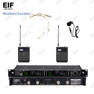 EIF Muses Dual Channel UHF Wireless Microphones System With Rack Mount Receiver And <b>Clip</b>-On Mics For Professional Audio Use - Product Image 5