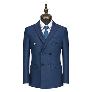 <span class=keywords><strong>Costume</strong></span> en tissu italien pour hommes HC-HY5072-1Q 50% laine bleu Royal Plaid simple boutonnage Style d'affaires personnalisable <span class=keywords><strong>mariage</strong></span> respirant - Product Image 1
