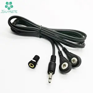 Custom 2.5/3.5mm Mono Jack Snap Tens Electrode Lead Cable For Tens Massager Gel Pads Mono Snap Button Cable