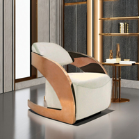 Vente chaude de haute qualité canapé simple de luxe en acier inoxydable velours tissu rembourré chaise d'appoint pour la maison commerciale