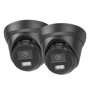 Livraison gratuite, stock US, 2 caméras PoE noires 8MP avec lumière stroboscopique et alarme sonore, caméra de sécurité à tourelle métallique avec micro intégré - Product Image 1