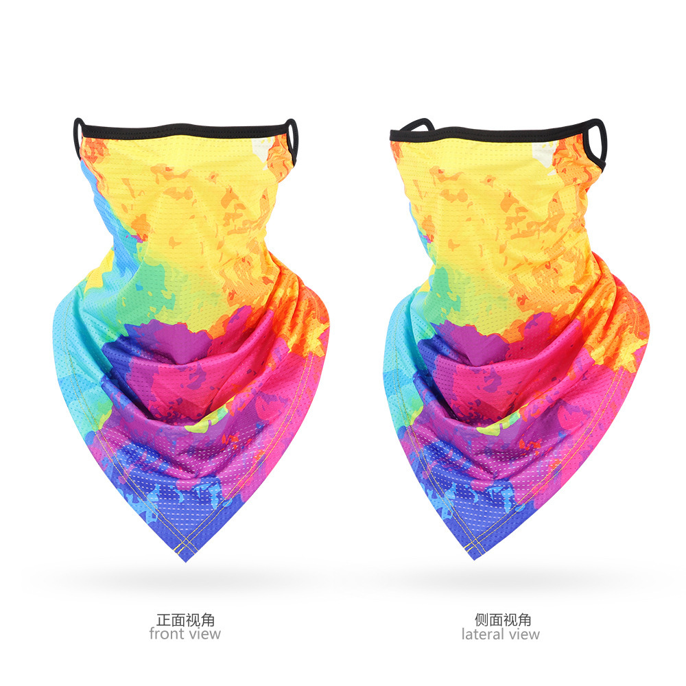 Venda triangular con bucle para la oreja y salpicaduras de colores del arco iris