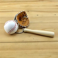 WD toptan yeni 8 adet Mini MLB beyzbol takımları anahtarlık üç parçalı beyzbol eldivenleri ahşap yarasa spor anahtarlıklar