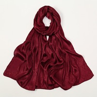 Premium malaisie Satin Tudung Hijab islamique voile foulard froissé couleur unie Satin crêpe écharpe femmes musulmanes châle Wrap