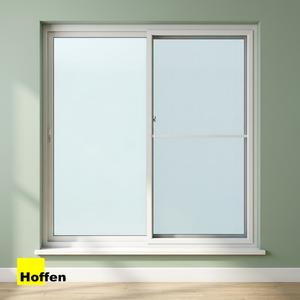ประตูบานเลื่อนคู่ HOFFEN PRO PVC ขนาด 200x205 ซม. สีขาว พร้อมมุ้งไฟเบอร์กลาส กันลม สำหรับห้องครัว ห้องใต้ดิน ภายนอกบ้าน ฟาร์มเฮาส์ โรงแรม - Product Image 3
