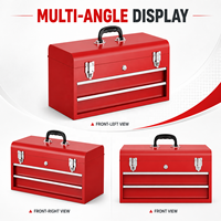 Boîte à outils portable en acier rouge avec poignée de transport et serrure, 2 tiroirs, personnalisable OEM, style classique pour la maison et le garage