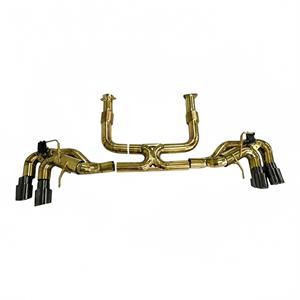Système d'échappement Catback Vortex Elite en acier inoxydable plaqué or poli miroir avec quatre sorties pour Chevrolet Corvette C8 6.2L – Le meilleur - Product Image 1