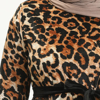 Aschulman Winter Muslim Tunika Plus Size Leoparden muster Samt Abaya Kleid für Frauen