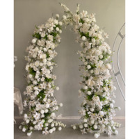Décor d'événement de mariage Arche Arrangement floral Pampa d'automne Soie artificielle Rose Fleur Corne de roseau Arche Fleurs Toile de fond