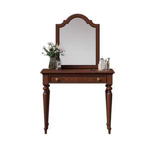 Grande <span class=keywords><strong>coiffeuse</strong></span> moderne avec miroir éclairé et tiroirs de rangement, vanité de maquillage de luxe en noir ou en marron - Product Image 1