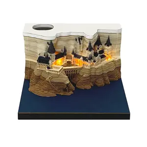 Venda quente online Harry Potter Hogwarts Castelo 3d Bloco de Memorando Decoração de Mesa Artes e ofícios de papel para presentes de Natal