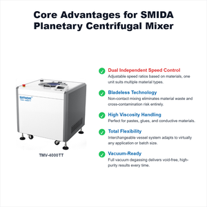 Mezclador Centrífugo al Vacío de Alta Velocidad Sin Contacto SMIDA TMV-4000TT de Doble Vaso y 4000 ml para Preparación de Resina Adhesiva - Product Image 3