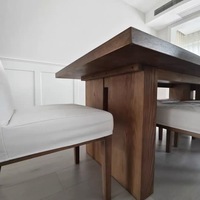 Ensemble de table et chaises de salle à manger rectangulaires vintage à la française, table de salle à manger en bois massif de style campagnard américain, directement de l'usine