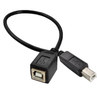 Kabel Ekstensi Pendek Printer USB 2.0 B Female ke Type-B Male (90 Derajat Atas + Bawah Sudut Kanan) 25cm untuk Scanner, Mobile HDD