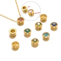 Lot de 10 pendentifs en acier inoxydable inaltérable avec pierre de naissance pour la fabrication de colliers et bracelets DIY