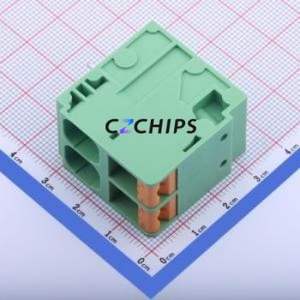 KF207RB-10.16-2P Spring Terminal Block Bent Lead Through Hole,P=10.16mm Connector 1x2P 10.16mm Green 2P - Product Image 1