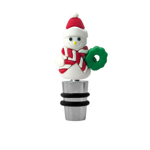 Christmas Wine Stopper Set PVC Santa Snowman Tree Design Silver Color Bottle Seal For Holiday Decorations - Product Image 2
