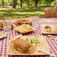 Assiettes jetables plates en feuilles de palmier pour pique-nique en plein air, biodégradables, 6 pouces, 8 pouces, ensemble couteau-fourchette-cuillère écologique
