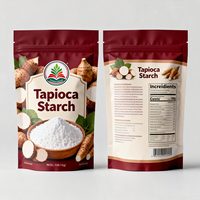 Sachet Doypack transparent imprimé sur mesure pour amidon de tapioca, thermoscellable, pour emballage alimentaire, avec fermeture Ziplock