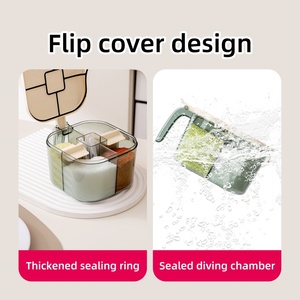 Plastic 5 Compartment Seasoning Box With Spoon Rectangle Shape Condiments Container Spic <b>Jar</b> Set for Kitchen - Product Image 5