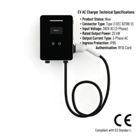 SHUOLEX Nuevo Cargador de Pared para Vehículos Eléctricos con Certificación CE de 7kW/11kW/22kW, Estación Inteligente para el Hogar con Control por Aplicación, RFID Tipo 2, OCPP 1.6J/2.0.1