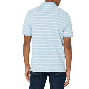 Polo de Manga Corta a Rayas Azul Claro para Hombre, Corte Regular, Estilo Casual, Tejido de Punto - Product Image 2