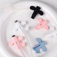 Protector de Cable con Diseño de Ángel, Funda Antienredos para Cable de Carga, Protector de Conector de Cargador de Teléfono, Blanco/Rosa/Negro