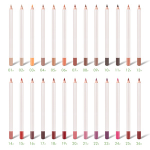 ดินสอเขียนขอบปาก MLM ปรับแต่งได้ 26 เฉดสี เนื้อเนียน ติดทนนาน สูตรแมตต์ ปราศจากสารตะกั่ว พร้อมกล่องสีขาว - Product Image 1