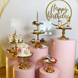 All'ingrosso strumento di pentole oro torta stand per matrimonio bomboniera per cucina supporto di gateau in metallo cupcake buffet espositore dessert stand