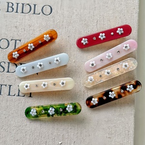 Pasador de pelo de acetato de concha de tortuga Vintage, pinza de pato para el pelo de flor de diamantes de imitación dulce para mujer y niña, accesorios cuadrados de moda, joyería - Product Image 6