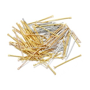 Varillas para pendientes de 15-40 mm, corte baguette cónico con agujeros para la fabricación de pendientes, accesorios de joyería DIY, chapadas en hierro, color aleatorio. - Product Image 1