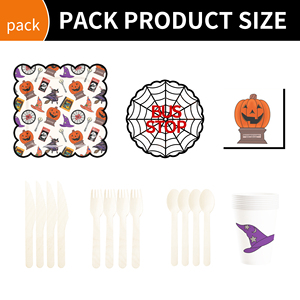 DAMAI Nuevo Juego de Platos de Papel para Halloween, Decoraciones para Fiestas Temáticas de Halloween, Platos, Vasos y Servilletas de Papel para Niños, Fiesta de Halloween - Product Image 3