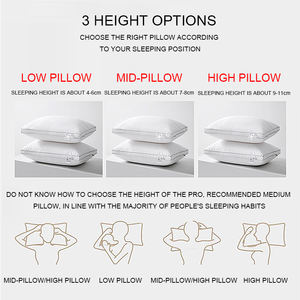 Oreillers de luxe pour hôtel Hilton, 1 kg, doux, 100 % coton, garnissage en duvet de canard et d'oie blanc, oreiller de lit, vente en gros pour hôtels, coton blanc - Product Image 5