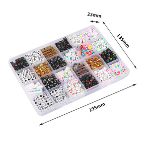 Diy Kids Beaded Acrylic Letters Irregular English Smiley Face Accessories Set <b>Mixed</b> Color 24 Compartment Storage <b>Box</b> - Product Image 2