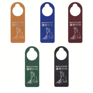 Panneau de porte d'hôtel 'Ne pas déranger' double face, en cuir PU réutilisable, avec message 'Nettoyage' - Product Image 2