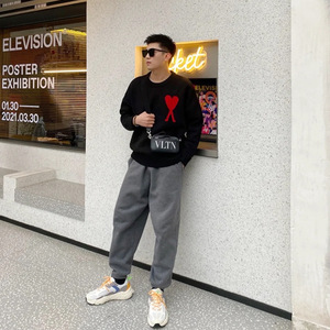 <span class=keywords><strong>Pull</strong></span> en coton respirant à col montant, rayé, motif cœur CLAMS, pour homme et femme, nouvelle collection automne-hiver, style décontracté pour jeunes - Product Image 4