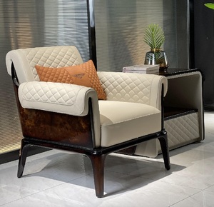 Set di sedie per il tempo libero grigio divano in pelle comoda e confortevole da fabbrica personalizzato per mobili da soggiorno - Product Image 3