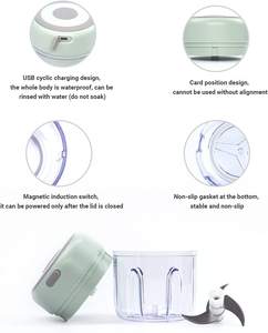 Mini hachoir à ail en acier inoxydable pour la vente en gros, petit appareil de cuisine, trois couleurs, hachoir à viande mains libres - Product Image 4