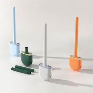 Brosse de nettoyage WC murale en silicone sans perforation pour usage domestique, sans angles morts - Product Image 1