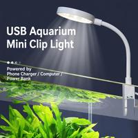 Lampe à pince réglable Jeneca pour aquarium, mini, avec prise USB, lumière LED blanche, interrupteur, en plastique, écologique, fine, moderne, pour salon, patio, poissons