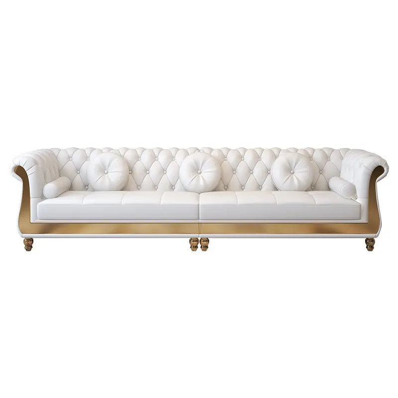 Sofá Chesterfield de cuero auténtico de diseño moderno y lujoso, conjunto de sofás individuales de 3 y 4 plazas para el hogar, muebles de sala de estar