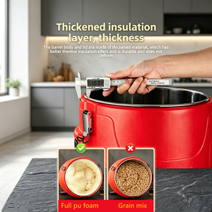 Lot <span class=keywords><strong>de</strong></span> 5 seaux isothermes et barils à soupe thermiques en métal, personnalisables, pour la restauration commerciale et les buffets d'hôtel (<span class=keywords><strong>5L</strong></span>-10L-30L-50L-70L) - Product Image 5