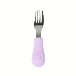 Tenedor y Cuchara de Silicona y Acero Inoxidable para Bebés, para que Aprendan a Comer, con Mango Corto, para Alimentos Complementarios - Product Image 1