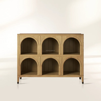 Vitrine de Luxe pour Magasin de Chaussures, Présentoir Arqué en Bois pour Chaussures avec Compartiments Ouverts pour Boutiques, Foyers et Entrées