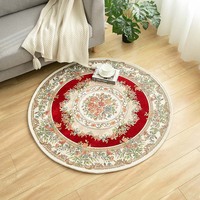 Alfombra Circular de Terciopelo Cristal, Alfombra de Gran Tamaño para Sala de Estar, Patrón Geométrico Vintage, Resistente al Desgaste, para Sofá